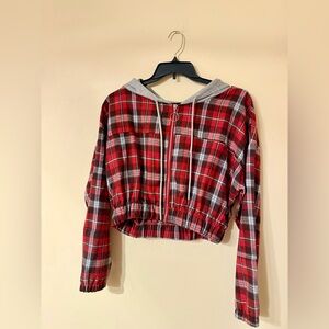HYFVE Red Plaid Zip-Up Hoodie